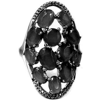 Bijoux Orusbijoux Bague Argent Asymétrique Pierres Noires