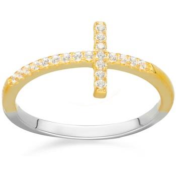 Bijoux Orusbijoux Bague Argent Croix Pavée Doré