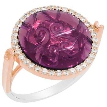 Bijoux Orusbijoux Bague Argent Rose Disque Prune