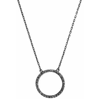 Collier Orusbijoux Collier Argent Noir Cercle De Vie Noir