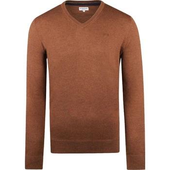 Sweat-shirt Mcgregor Pull Laine Merinos Col-V Marron Chestnut