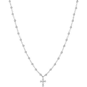 Collier Orusbijoux Collier Argent Rhodié Croix En Zirconium Blanc Et P...