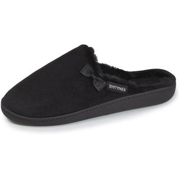 Chaussons Isotoner Chaussons mules Femme imitation fourrure Noir