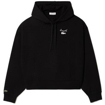 Sweat-shirt Lacoste SWEATSHIRT À CAPUCHE FEMME MOLLETON SIGLÉ NOIR