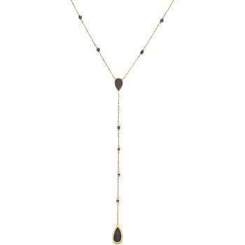 Collier Orusbijoux Collier Argent Doré Cravate Pierres Spinelle Noire