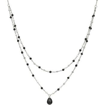 Collier Orusbijoux Collier Argent Rhodié Double Chaine Goutte Pierres