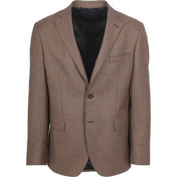 Veste Suitable Pied De Poule Colbert Laine Marron