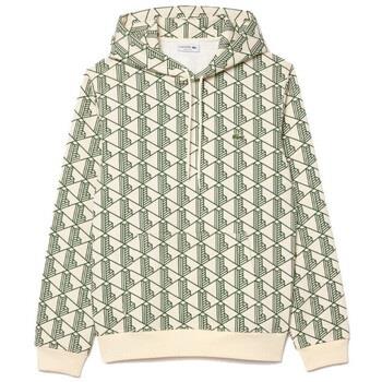 Sweat-shirt Lacoste SWEATSHIRT À CAPUCHE MOLLETON MONOGRAMME BLANC ET ...