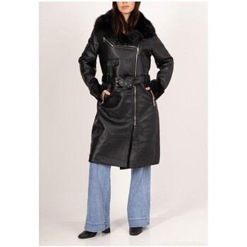 Manteau Kebello Manteau Long Avec Fourrure Noir F