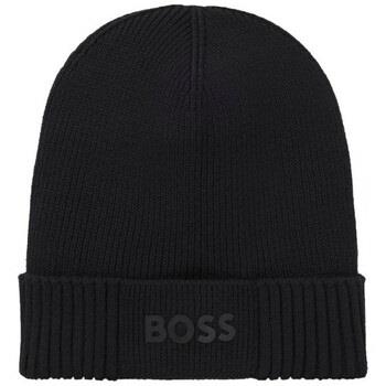 Bonnet BOSS BONNET NOIR À LOGO EN COTON ET LAINE VIERGE ASIC_BEANIE