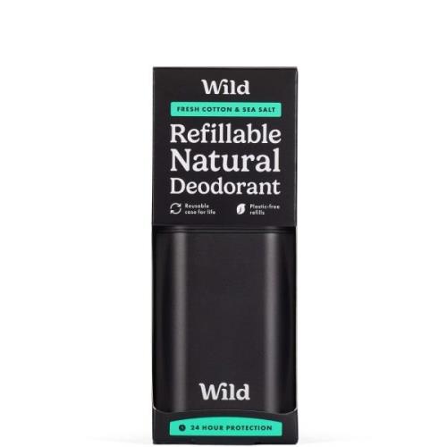 Wild Men's Fresh Cotton and Sea Salt Deodorant in Black Case 40g
