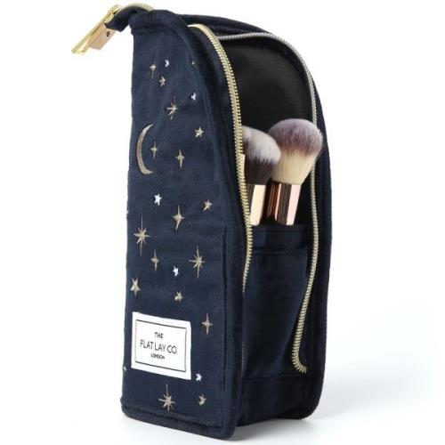 The Flat Lay Co. Brush Holder in Embroidered Celestial Blue Velvet