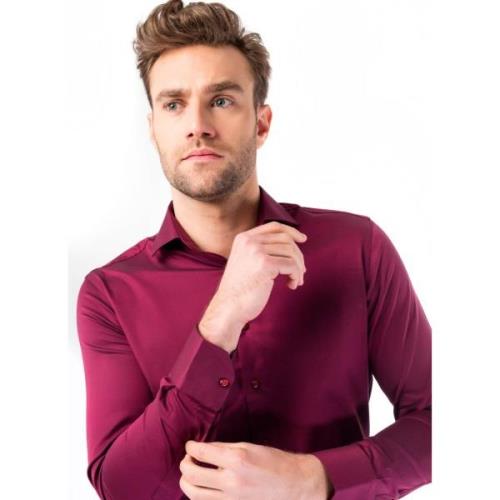 WB Overhemd heren slim fit introvert bordeaux