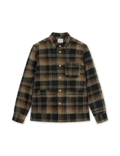 Foret Ivy wool overshirt f855 brown check