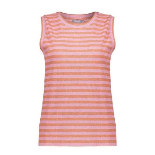 Geisha 42102-41 250 t-shirt lurex stripes orange/soft pink