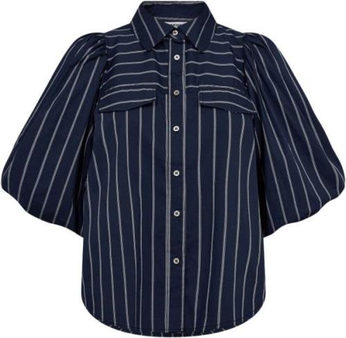 Co'Couture Sebicc stripe puff shirt navy