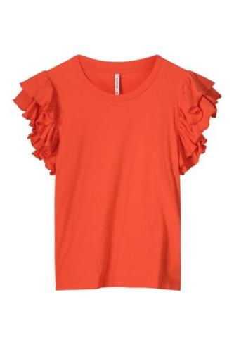 Summum Top cotton single jersey garment dyed koraal