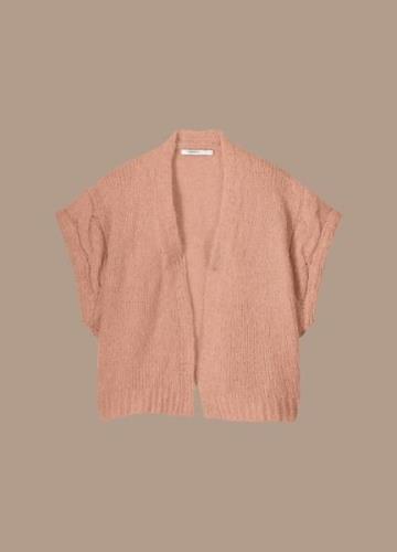 Summum Sleeveless cardigan rustic mohair blend knit zalmpeach