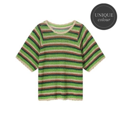 Summum Short sleeve sweater lurex stripe knit dessin