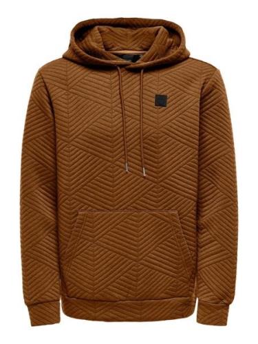Only & Sons Onskyle reg quilt hoodie 3608 swt cognac