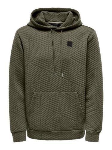 Only & Sons Onskyle reg quilt hoodie 3608 swt army