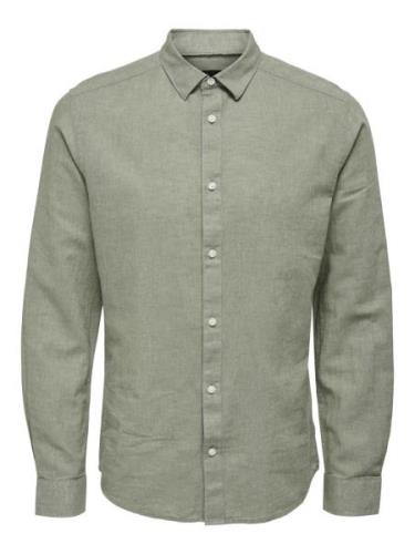 Only & Sons Onscaiden ls solid linen shirt noos olijf
