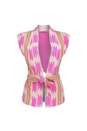 Geisha 45060-21 sleeveless vest woven fancy