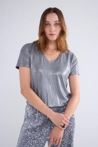 Summum 3s4887-30545 v- neck top metallic coated jersey