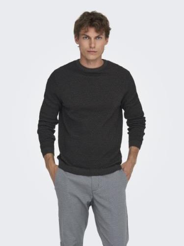 Only & Sons Onstapa reg 12 struc ls crew knit n