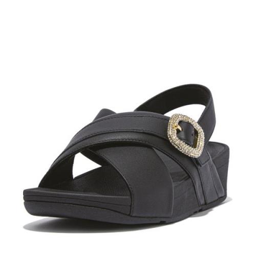 FitFlop Lulu crystal-buckle leather back-strap sandals