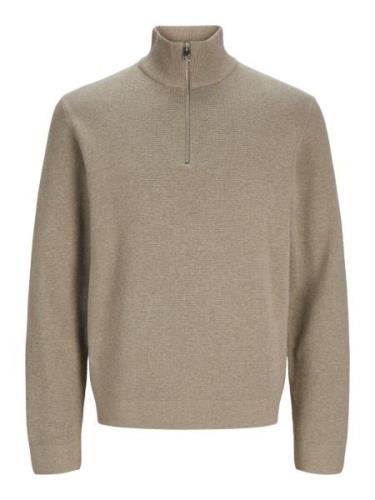 Jack & Jones Jprblamilano stitch knit half zip s zand