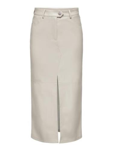 Only Onlrima faux leather long skirt otw beige