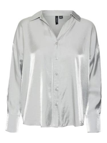 Vero Moda Vmqueeny ls shirt wvn ga zilverkleurig