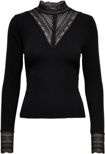 Only Onltilde l/s high neck lace top jrs noos black/bla