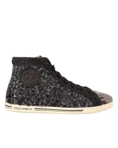 Dolce and Gabbana Camo wool high top sneakers