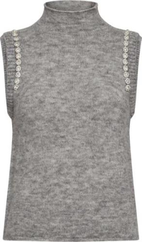 Copenhagen Muse Cmibra knitted spencer rhinestones light grey melé