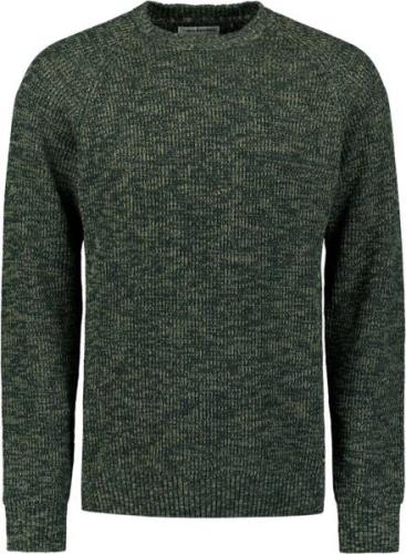 No Excess Pullover crewneck 3 coloured rib dark green