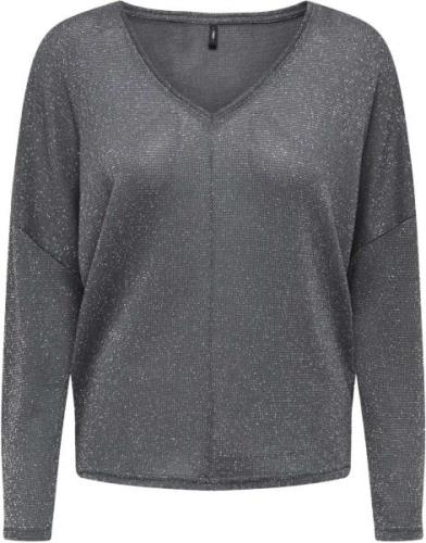 Only Onlisabel l/s v-neck shine top jrs magnet/silver g