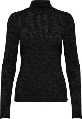 Only Onlbianca l/s roll neck top jrs black/silver glitt