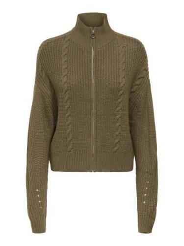 Jacqueline de Yong Jdyjusty ice ls short zip cardigan taupe