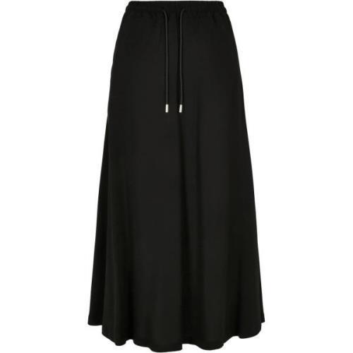 Urban Classics Dames effen viscose midi rok