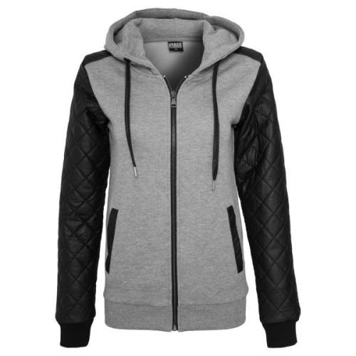 Urban Classics Dames quilted synthetic leather full zip hoodie