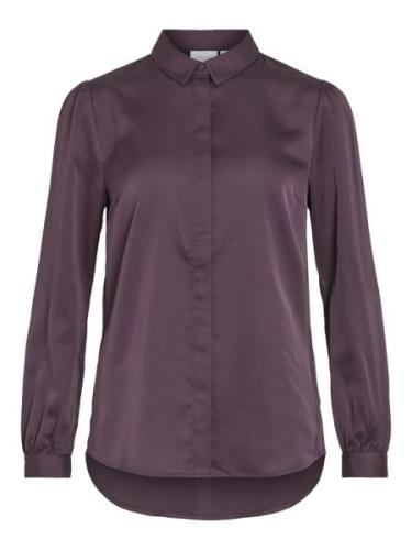 Vila viellette satin l/s shirt noos 14063320 plum perfect