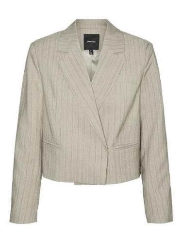 Vero Moda vmeli ls cropped herringbone blazer 10319629 silver mink