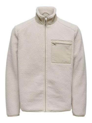 Only & Sons onsdallas life sherpa jacket otw vd 22025599 silver lining