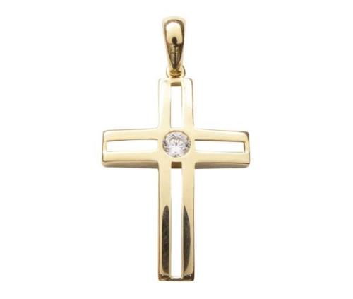 Christian Gouden kruis met solitaire zirkonia