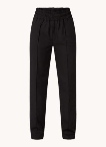 OLAF Pintuck high waist straight fit pantalon met steekzakken