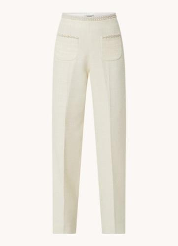 Sandro High waist straight fit pantalon met tweed-look en imitatiepare...