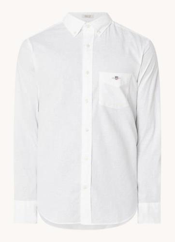 Gant Regular fit overhemd in linnenblend met logoborduring