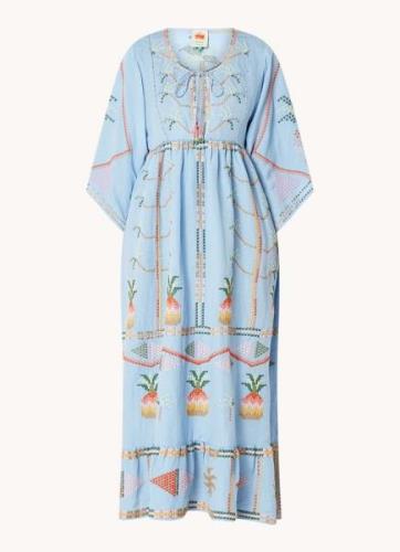 Farm Rio Pineapple maxi jurk in linnenblend met borduring